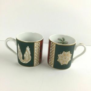 Neiman Marcus Coffee Cups Small Set Of 2 Green Red